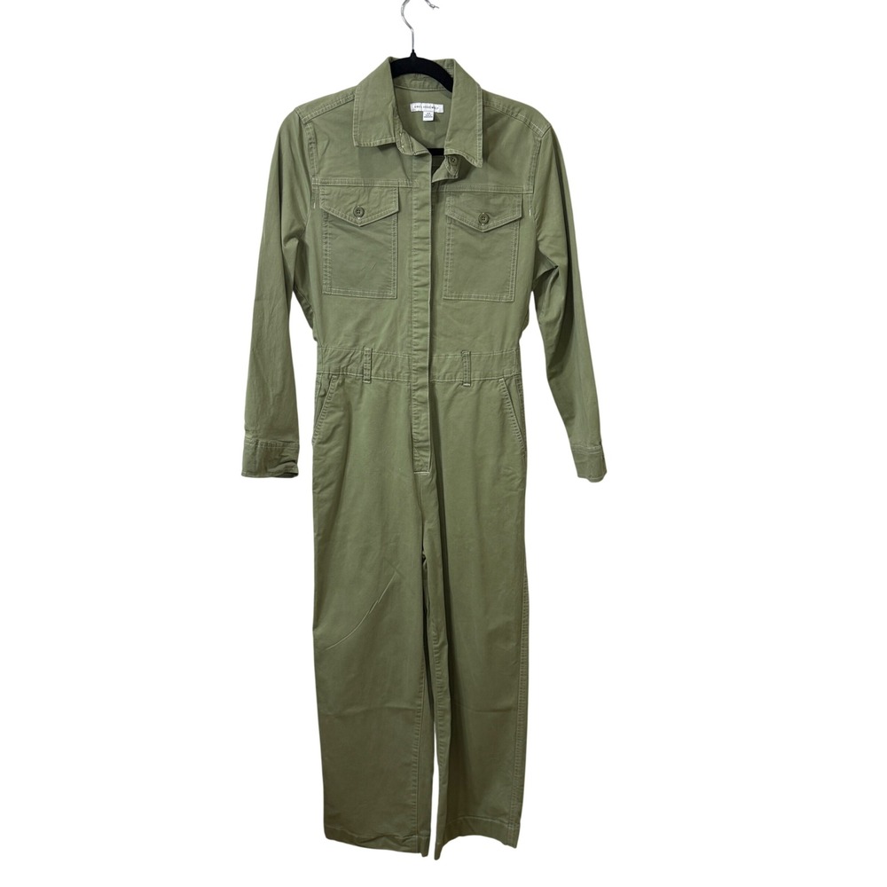Free Assembly Womens Utility Jumpsuit Olive Green Long Sleeve Boiler Suit XS